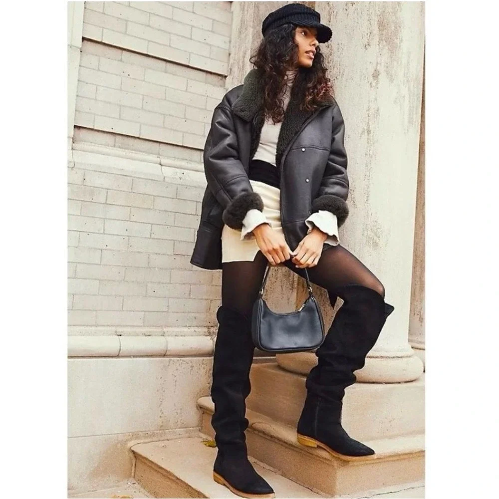 FREE PEOPLE‎ Banks over the knee black suede boots